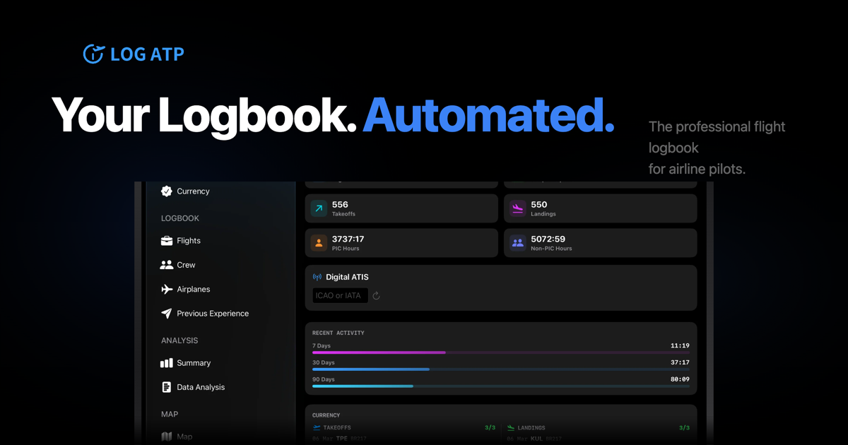Log ATP — Your Logbook. Automated.